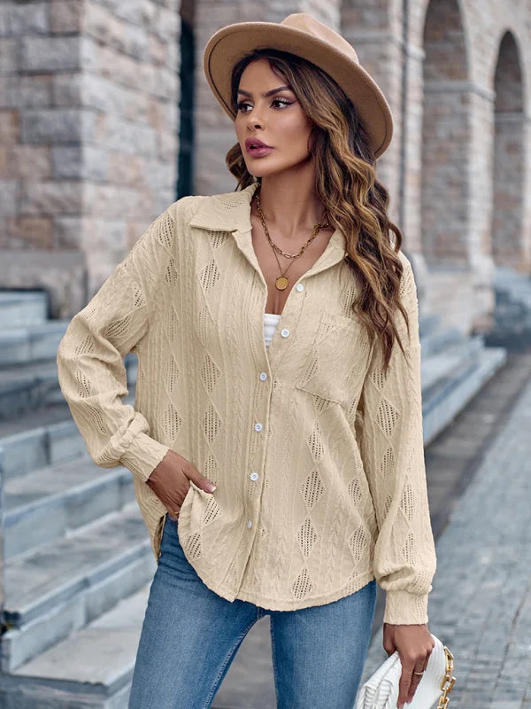 Lapel Single Breasted Solid Color Loose Long Sleeve Shirt Jersey Fabric Tulle Fabric Batik Fabric Lapel Single Breasted Solid Color Loose Long Sleeve Shirt Jersey Fabric Tulle Fabric Batik Fabric