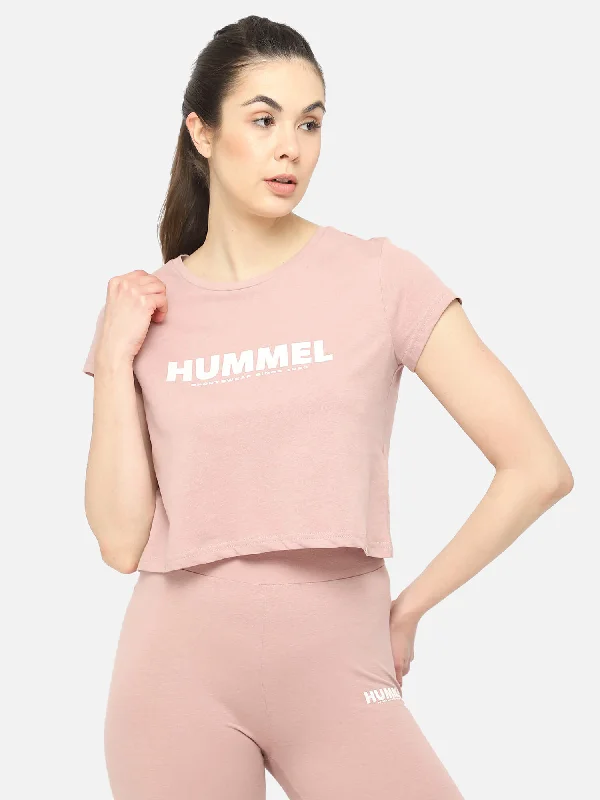 Legacy Women Cotton Pink Cropped T-Shirt Cashmere Blend Cotton Blend Poly Blend