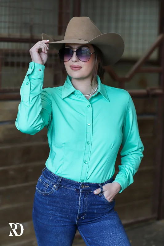 MINT SOLID PERFORMANCE RODEO SHIRT (ADULT) Front Pockets Side Pockets Patch Pockets