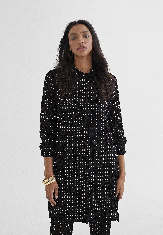 Long shirt with metallic pieces Cashmere Blend Cotton Blend Poly Blend