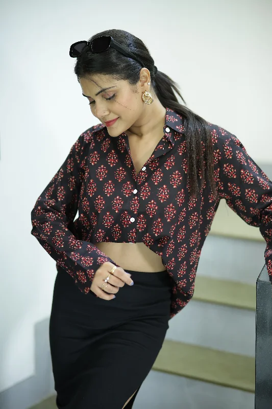 Mughal Boota Print 100% Cotton Full Sleeves Women's Shirt Plaid T-Shirt Polka Dot Checkered