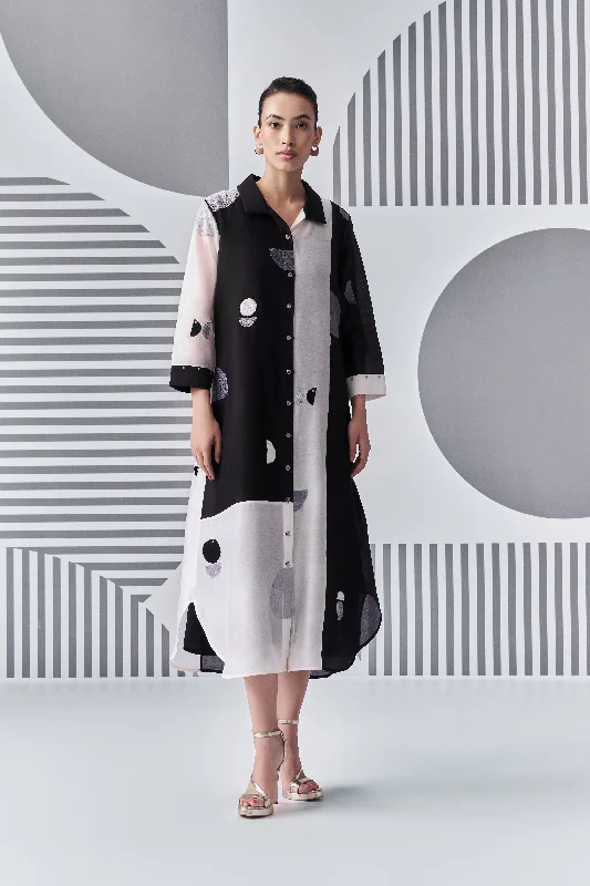 NB UR-35 Bauhaus Color Blocked Shirt Dress Striped Floral Plaid