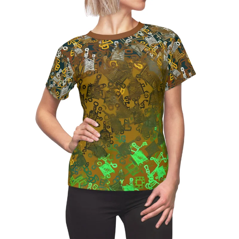 Neo Bloom (BKS)🎨Women's Cut & Sew Tee Cashmere Blend Cotton Blend Poly Blend