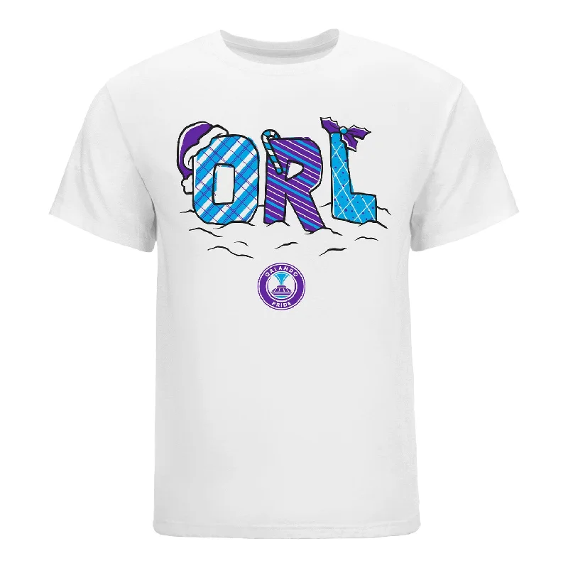 Unisex Orlando Pride Holiday White Tee Polka Dot Checkered Tartan