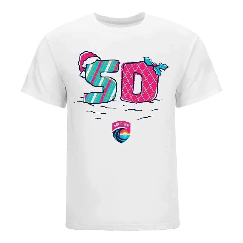 Unisex San Diego Wave Holiday White Tee Graphic Embroidered Appliqued