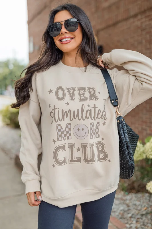 Over Stimulated Mom Club Cream Oversized Graphic Sweatshirt Iron Safe Non-Iron Wrinkle Free Over Stimulated Mom Club Cream Oversized Graphic Sweatshirt Iron Safe Non-Iron Wrinkle Free