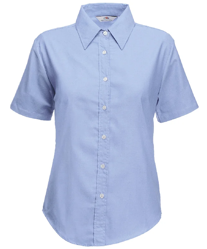 Oxford Blue - Women's Oxford short sleeve shirt Mesh Blend Leather Blend Suede Blend Oxford Blue - Women's Oxford short sleeve shirt Mesh Blend Leather Blend Suede Blend