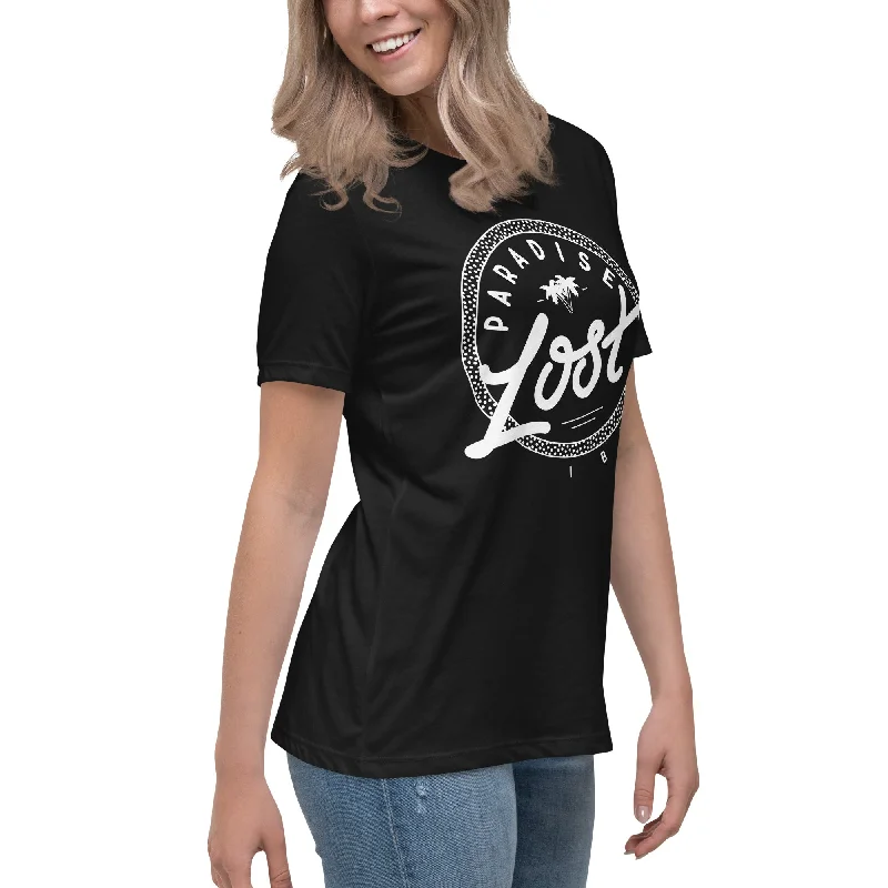 Paradise Lost Ibiza Women's Black T-shirt with Logo Iron Safe Non-Iron Wrinkle Free