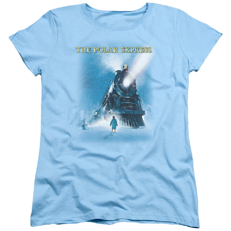 Polar Express Big Train - Women's T-Shirt Zippered Front Buttoned Front Snap Front