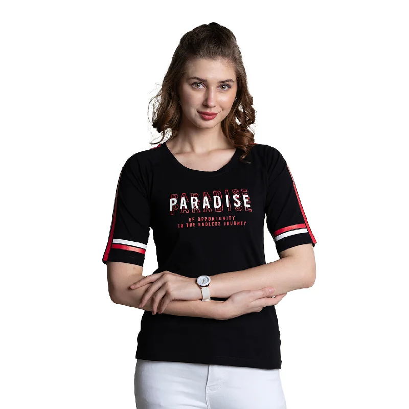 Raglan Sleeve Women Typography print T-shirt Striped Floral Plaid