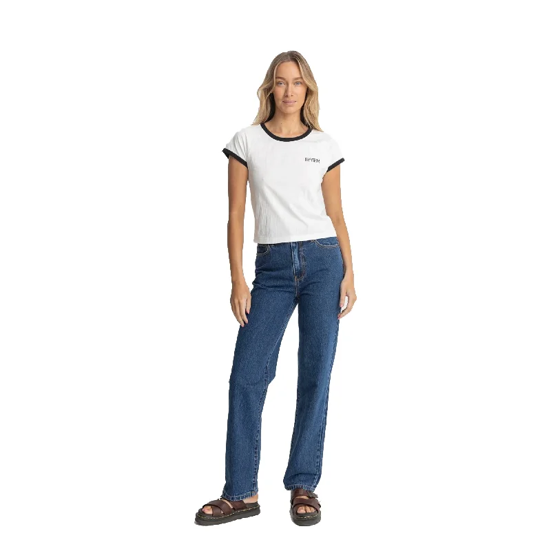 Rhythm Ringer Women's S/S T-Shirt - White Polka Dot Checkered Tartan