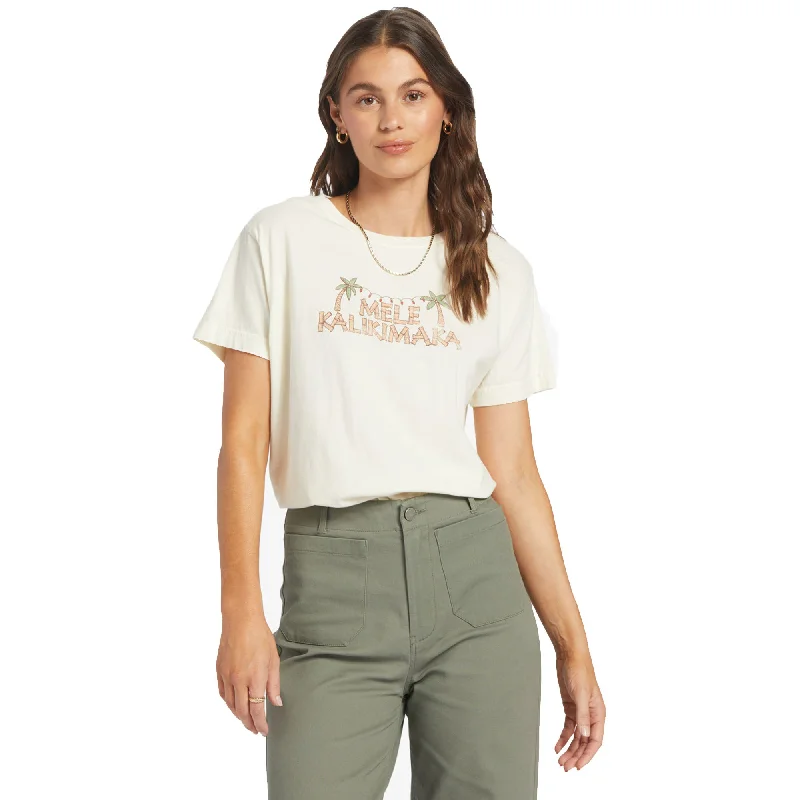 Roxy Mele Tiki Boyfriend Fit Women's S/S T-Shirt - White Anti-Shrink Durable Soft