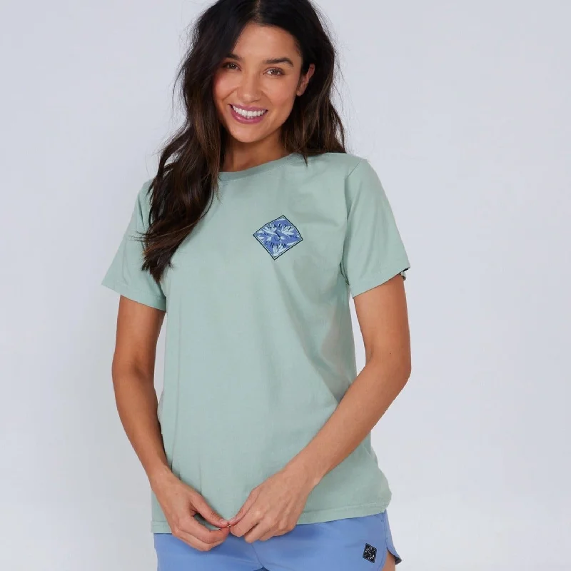 Salty Crew Printed Tippet Boyfriend Tee - Jade Mesh Canvas Denim