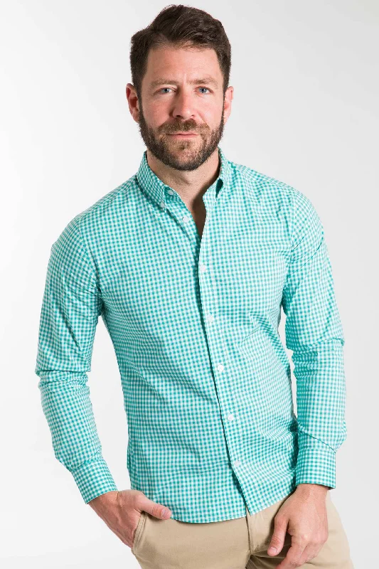 Seafoam Gingham Shirt Anti-Pilling Machine Wash Handmade