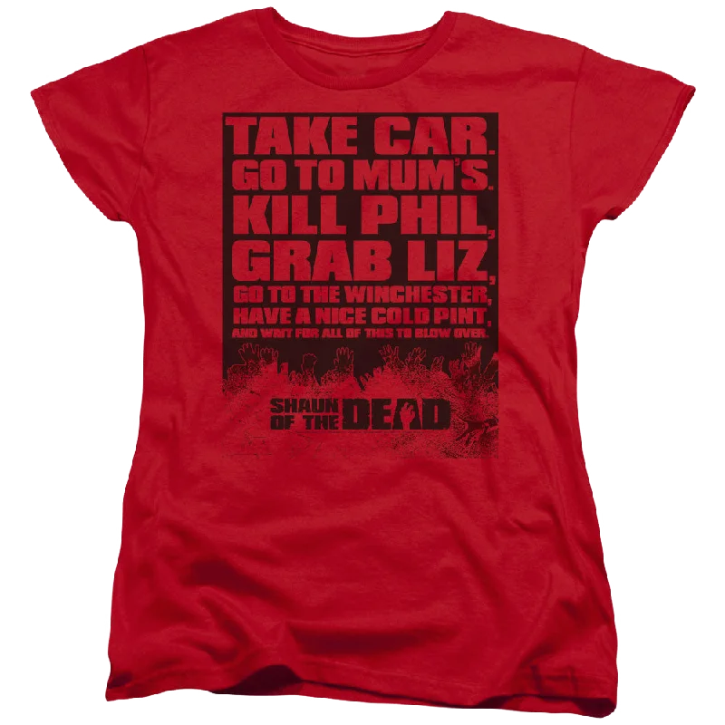 Shaun of the Dead List - Women's T-Shirt Nylon Fabric Polyester Fabric Spandex Fabric Shaun of the Dead List - Women's T-Shirt Nylon Fabric Polyester Fabric Spandex Fabric