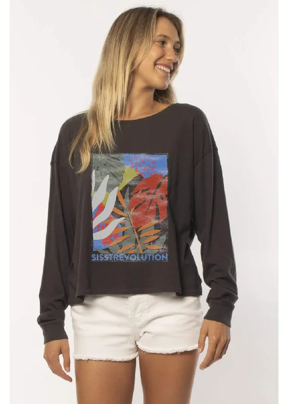 Sisstrevolution Jungle Ls Knit Tee -  charcoal Silk Blend Satin Velvet