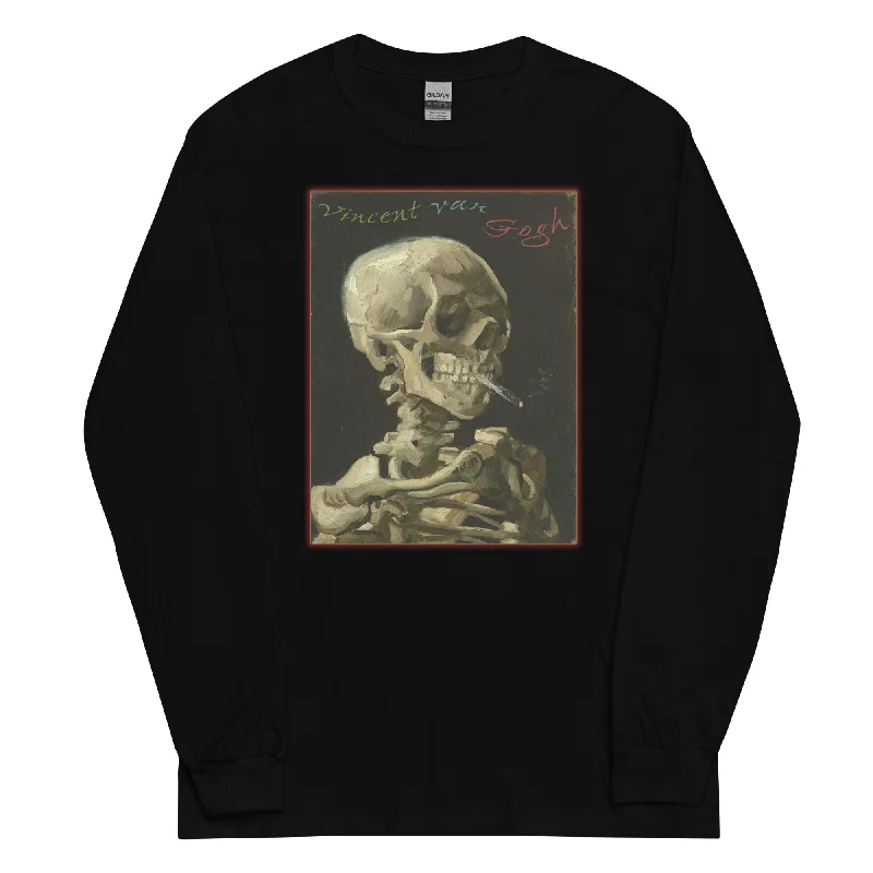 Skull of a Skeleton with Burning Cigarette Vincent Van Gogh Long Sleeve Shirt Modern Contemporary Chic Skull of a Skeleton with Burning Cigarette Vincent Van Gogh Long Sleeve Shirt Modern Contemporary Chic