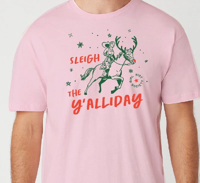 Sleigh The Y'allidays Tee Satin Fabric Silk Fabric Chiffon Fabric