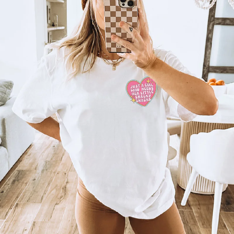 Snacky Snacks Heart Pocket T-Shirt Front Pockets Side Pockets Patch Pockets