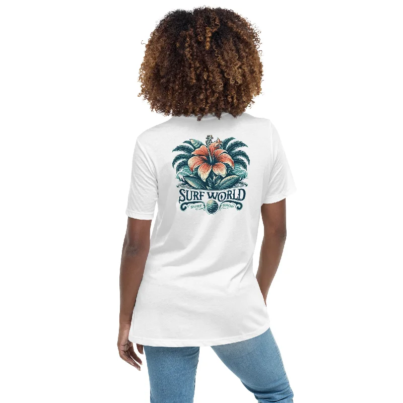 SURF WORLD HIBISCUS FLOWER Women's Relaxed T-Shirt Boxy Fit Fitted Loose