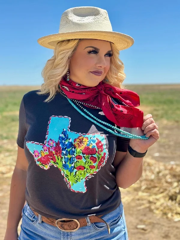 Texas True Threads Callie Ann Stelter Bluebonnet Texas Tee Graphic T-Shirt Round Neck Polyester Texas True Threads Callie Ann Stelter Bluebonnet Texas Tee Graphic T-Shirt Round Neck Polyester