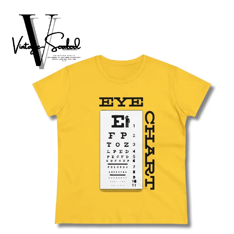 Vintage-Sealed "Eye Chart" Apparel T-Shirts Short Sleeves| Brand New Women's Fashion Mesh Blend Leather Blend Suede Blend