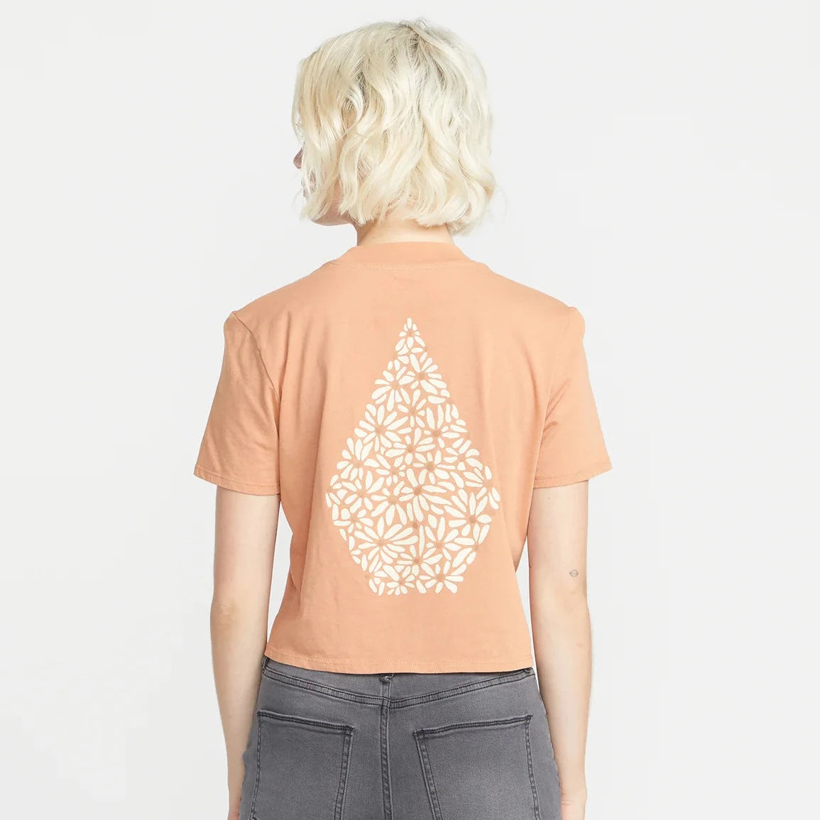 Volcom Pocket Dial Crop T Shirt - Clay Chenille Fabric Brocade Fabric Lace Fabric