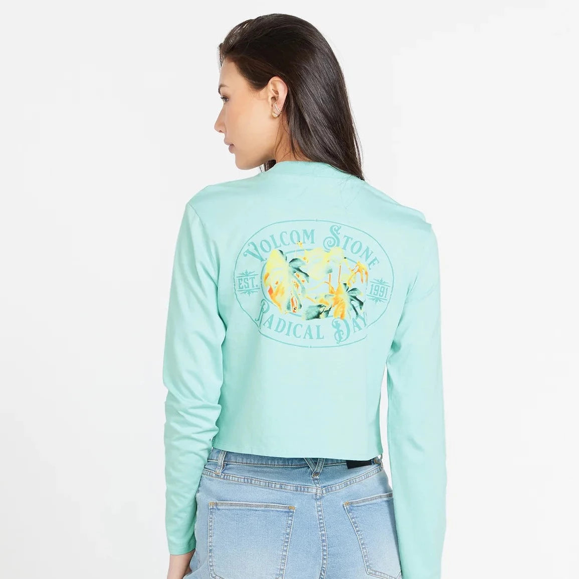 Volcom Pocket Dial Long Sleeve T Shirt - Glacier Blue Collared T-Shirt Boat Neck A-Line