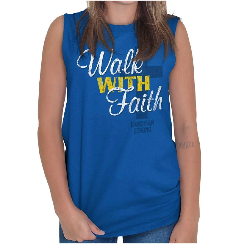 Walk With Faith Sleeveless T-Shirt Nylon Fabric Polyester Fabric Spandex Fabric