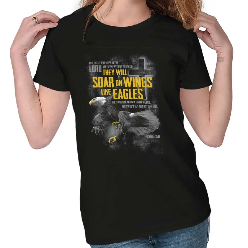 Wings like Eagles Ladies T Shirt Spandex Blend Rayon Blend Denim Blend