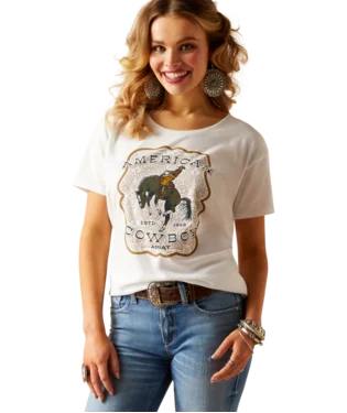 WMS Ariat American Cowboy T-Shirt Terry Blend Velvet Blend Canvas Blend