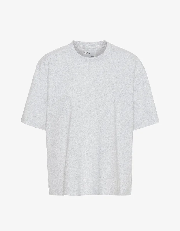 Oversized Organic T-Shirt - Snow Melange Front Pockets Side Pockets Patch Pockets