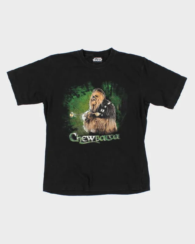 Womens Black Star Wars Graphic T-Shirt - L Striped Floral Plaid