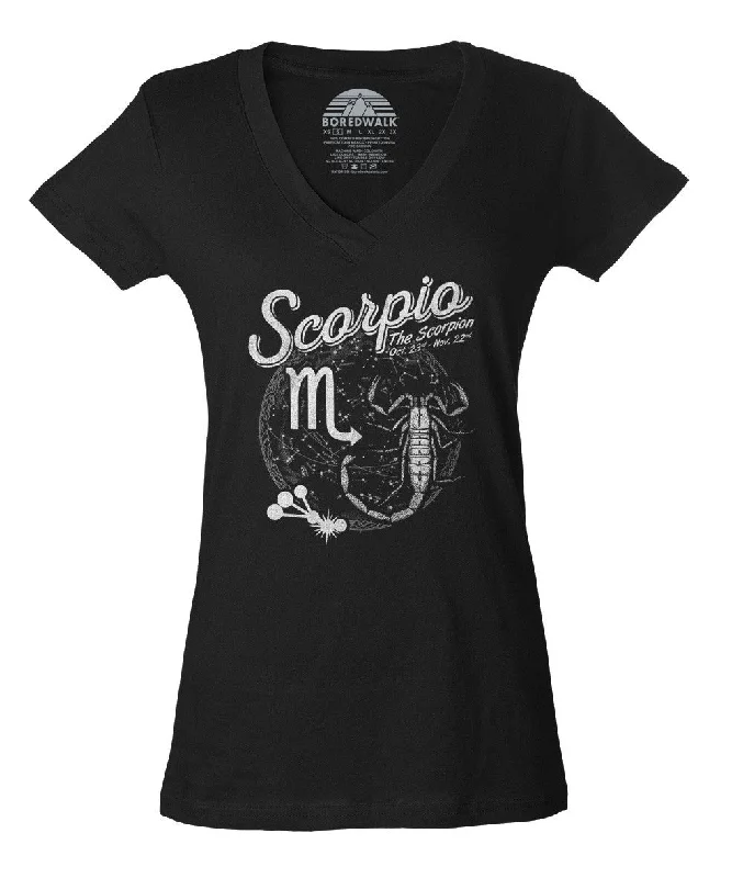 Women's Vintage Scorpio Vneck T-Shirt Chenille Brocade Lace