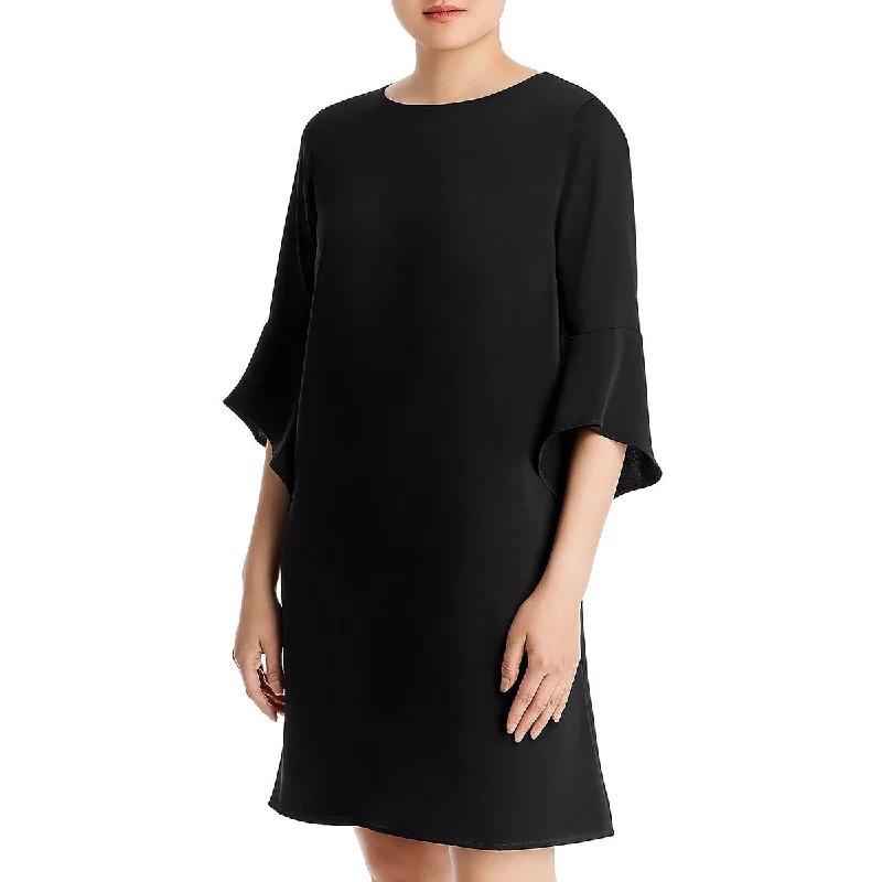 Womens Pockets Bell Sleeves Mini Dress Classic Casual Mini Dress