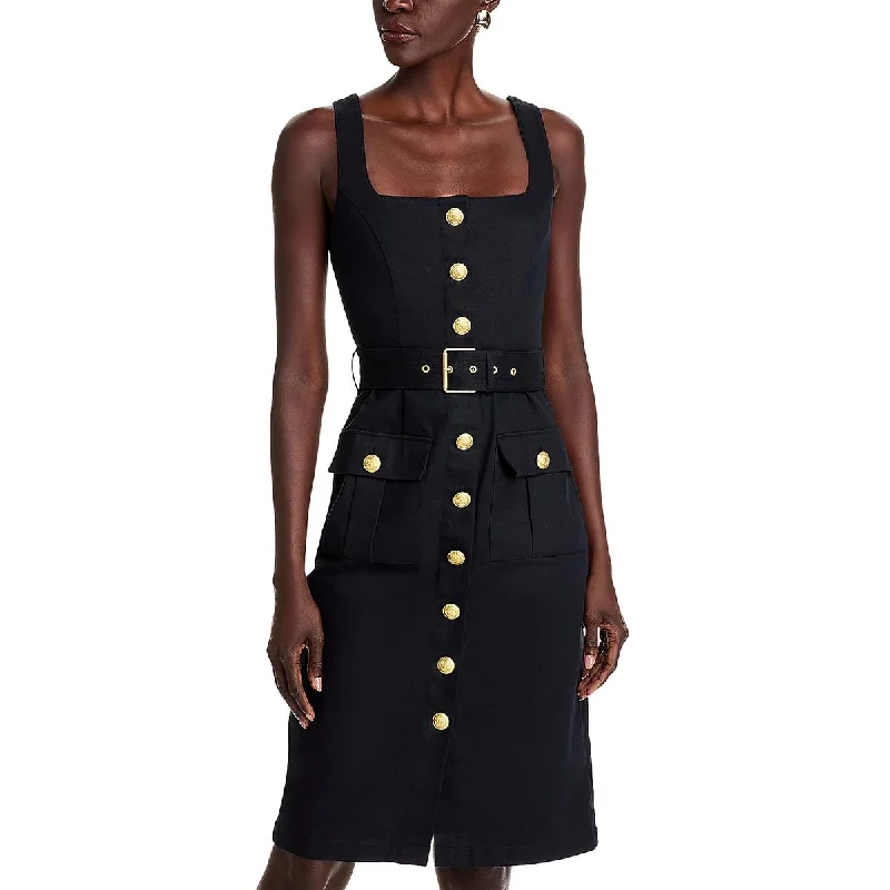 Womens Above Knee Belted Mini Dress Casual Mini Dress with Pockets