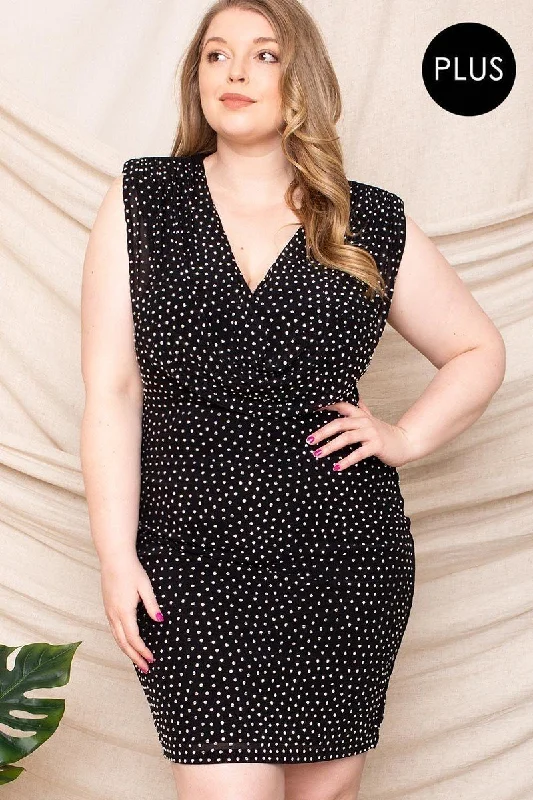 Sleeveless Translucent Rhinestone Plus Mini Dress in Black Trendy Mini Dress with Belt Sleeveless Translucent Rhinestone Plus Mini Dress in Black Trendy Mini Dress with Belt