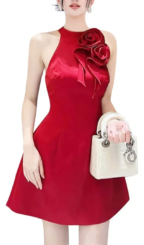 BOSE EMBELLISHED SLEEVELESS MINI DRESS IN RED Trendy Cut-Out Mini Dress