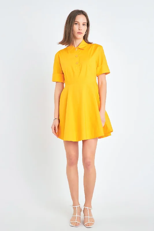 English Factory - Cotton Shirt Mini Dress Fashionable Mini Dress with Slits