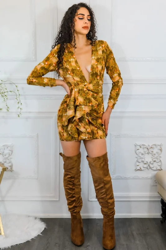 Different Shades Ruffle Mini Dress Trendy Bodycon Mini Dress