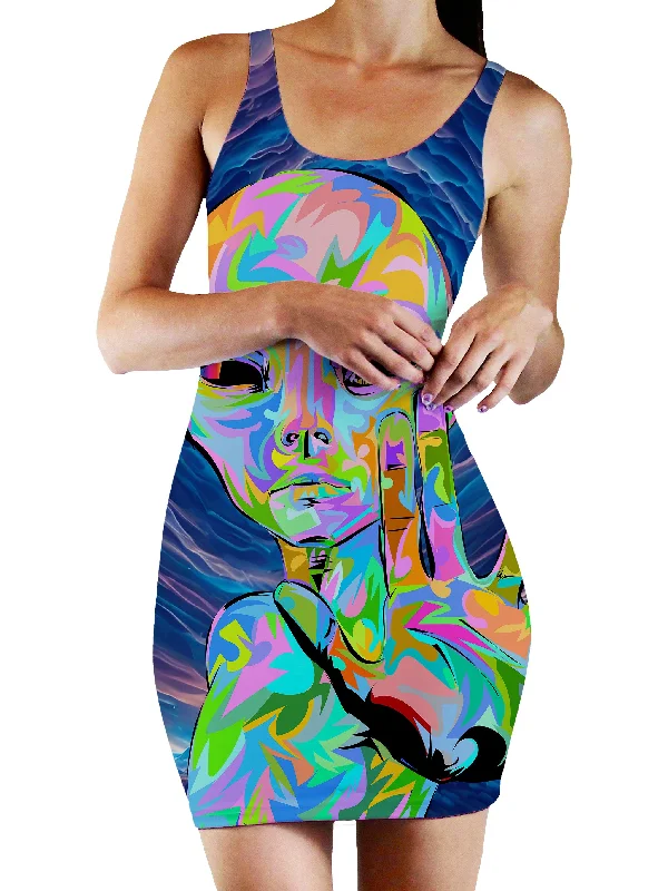 I Come in Peace Bodycon Mini Dress Trendy Cut-Out Mini Dress