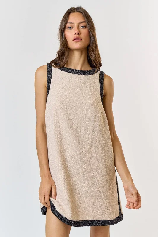 Claudia Contrast Mini Dress Trendy Wraparound Mini Dress