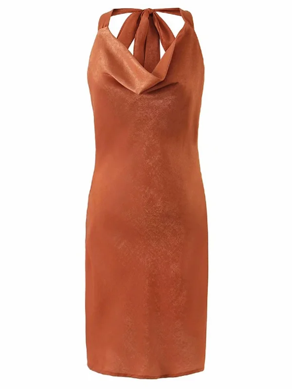 'Lucy' Halter Neck Silky Mini Dress (3 Colors) Cozy Wraparound Mini Dress