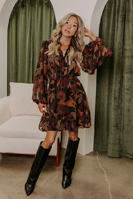 Luxury Excursions Floral Mini Dress in Black Comfortable Shift Mini Dress