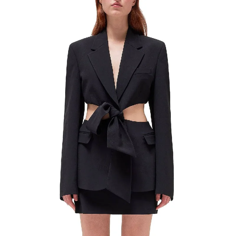 Mikko Notched Collar Tunic Spliced Lace Up Mini Dress Trendy Off-Shoulder Dress Mini Mikko Notched Collar Tunic Spliced Lace Up Mini Dress Trendy Off-Shoulder Dress Mini