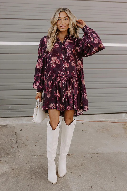 Napa Nights Floral Mini Dress Stylish Puff Sleeve Mini Dress
