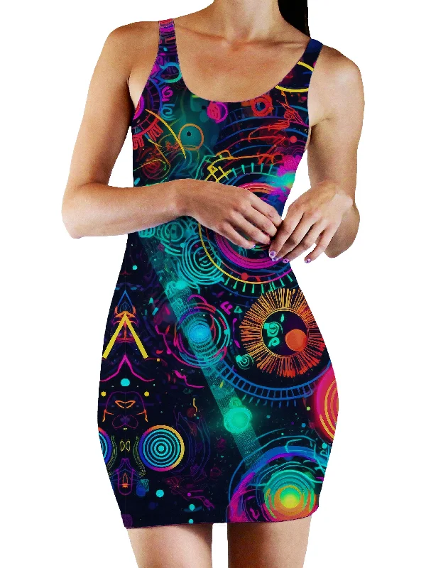Retro Trip Bodycon Mini Dress Cozy Ribbed Mini Dress