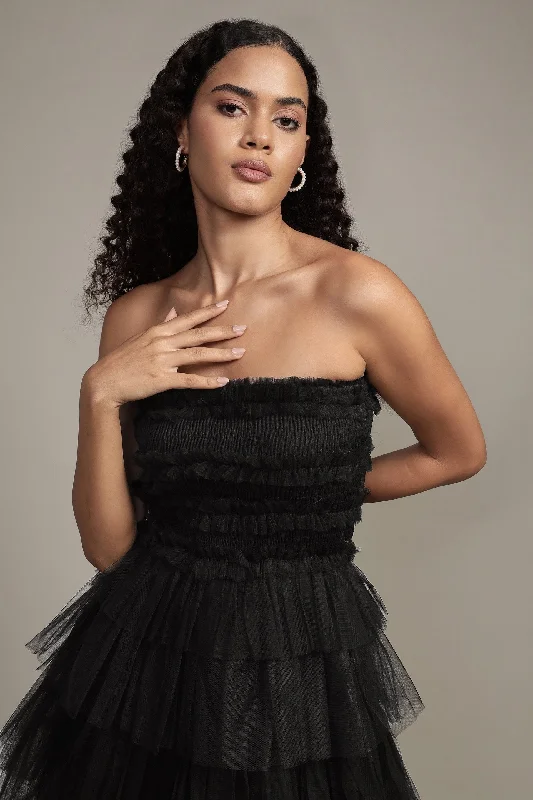 Ronda Mini Dress in Black Elegant Lace Mini Dress