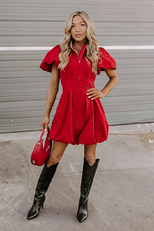 She's Unforgettable Mini Dress in Red Cozy Cotton Mini Dress