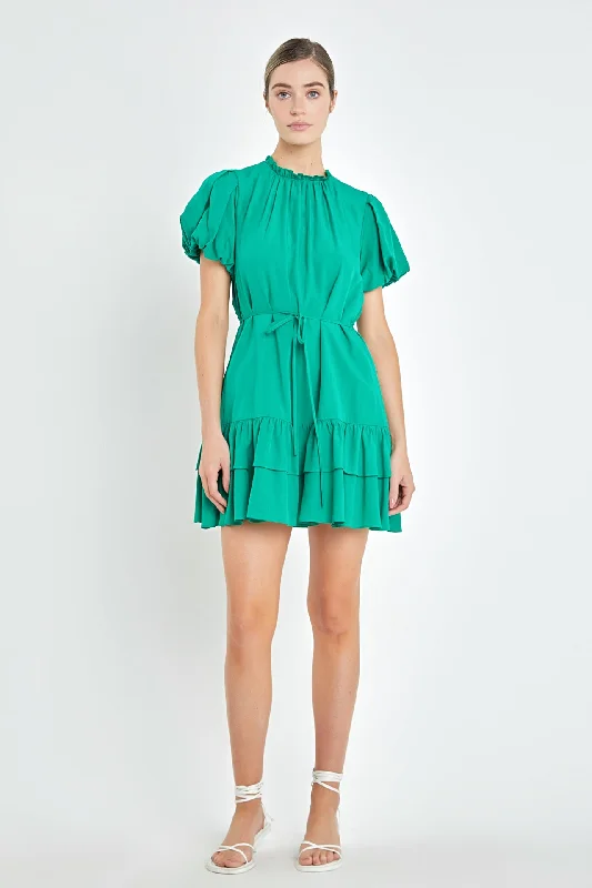 English Factory - Skinny Belted Mini Dress Elegant Satin Mini Dress